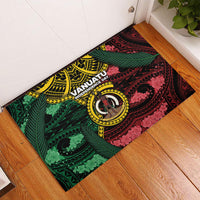 Vanuatu Independence Day Rubber Doormat Boar Tusk Warrior Tribal Floral Patterns