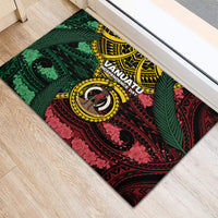 Vanuatu Independence Day Rubber Doormat Boar Tusk Warrior Tribal Floral Patterns