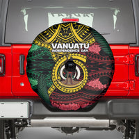 Vanuatu Independence Day Spare Tire Cover Boar Tusk Warrior Tribal Floral Patterns