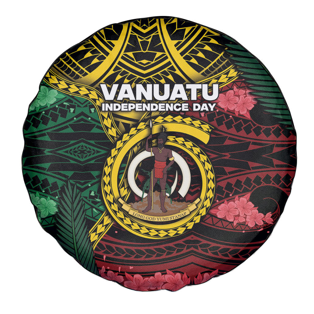 Vanuatu Independence Day Spare Tire Cover Boar Tusk Warrior Tribal Floral Patterns