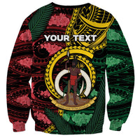 Personalised Vanuatu Independence Day Sweatshirt Boar Tusk Warrior Tribal Floral Patterns