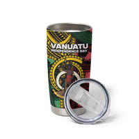 Personalised Vanuatu Independence Day Tumbler Cup Boar Tusk Warrior Tribal Floral Patterns