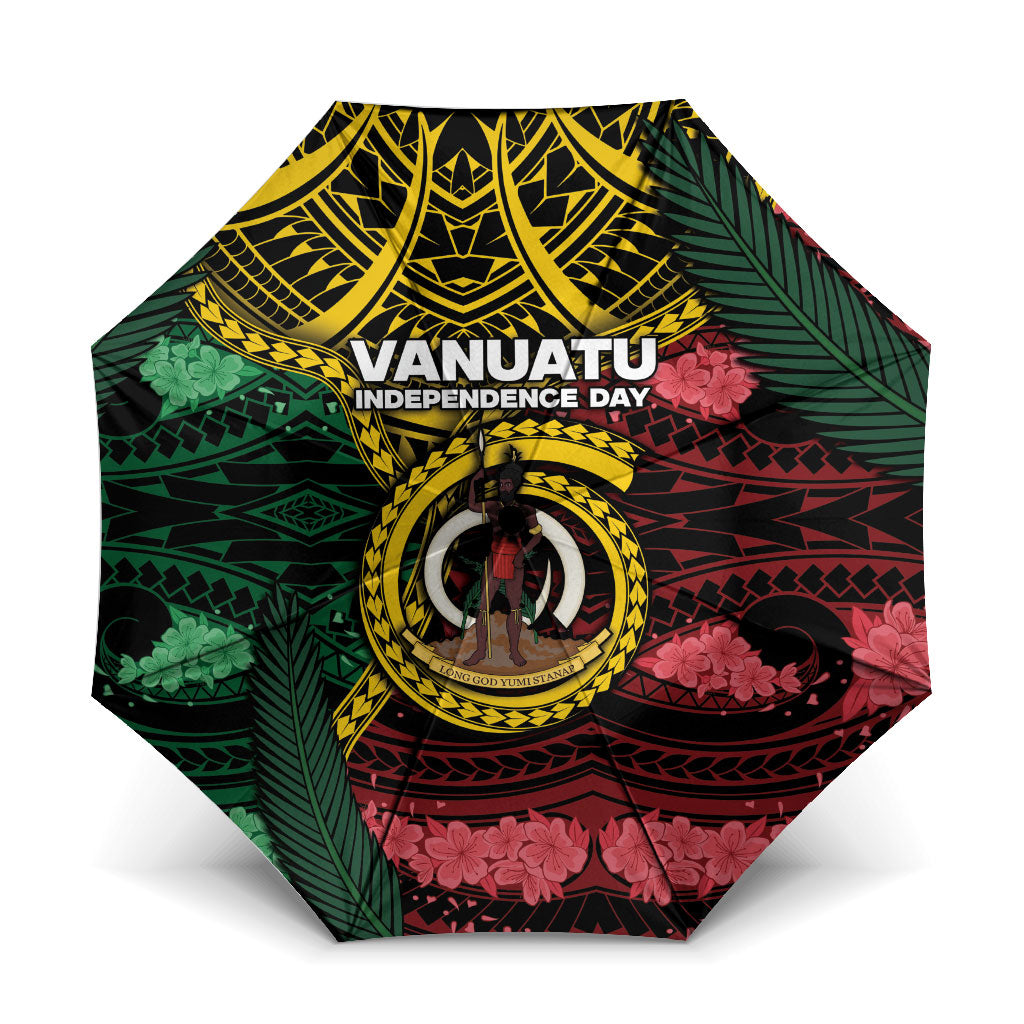 Vanuatu Independence Day Umbrella Boar Tusk Warrior Tribal Floral Patterns