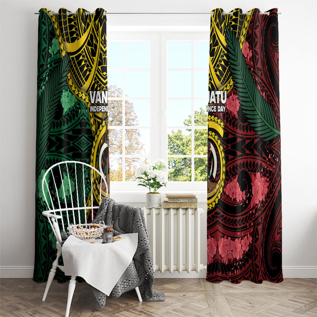 Vanuatu Independence Day Window Curtain Boar Tusk Warrior Tribal Floral Patterns