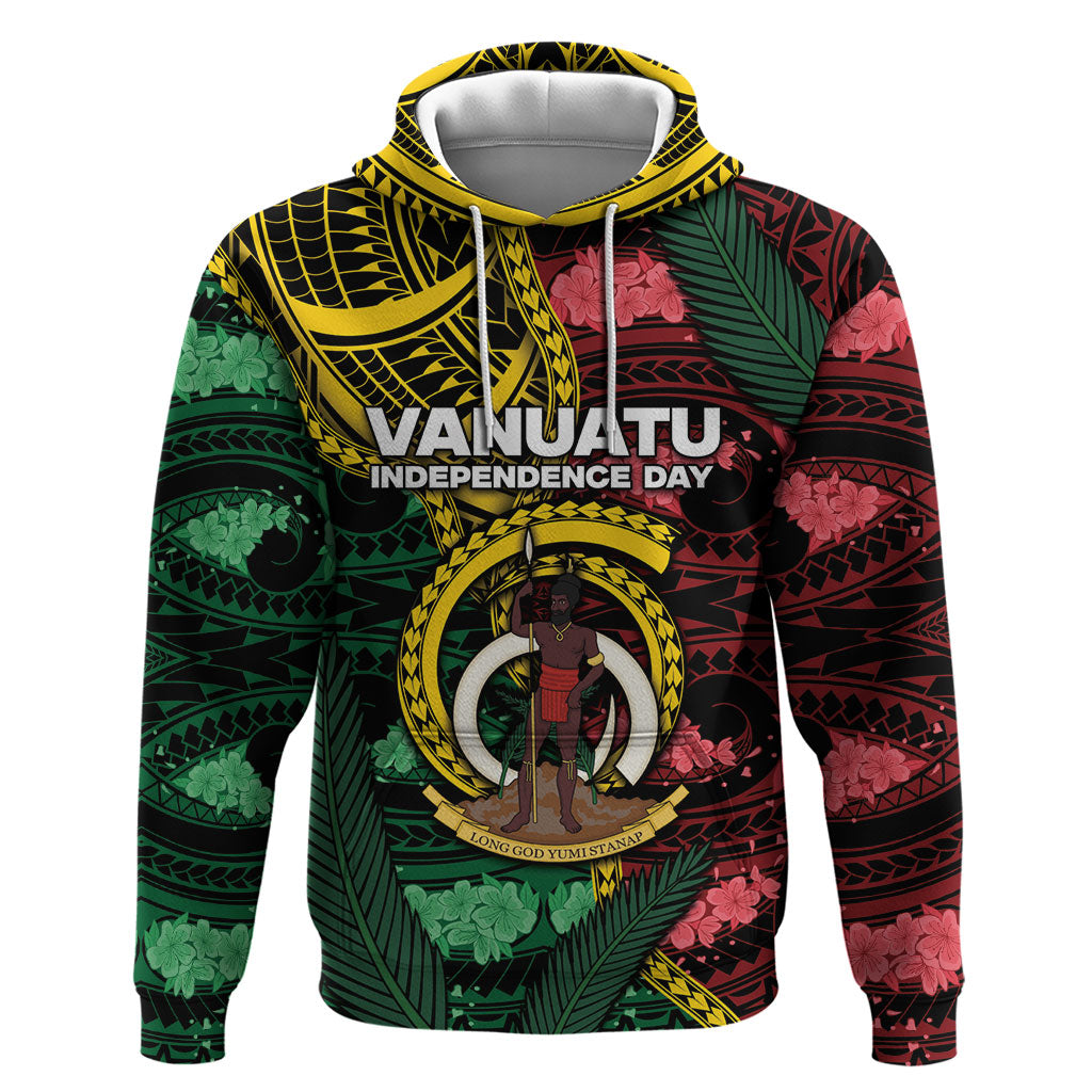 Personalised Vanuatu Independence Day Zip Hoodie Boar Tusk Warrior Tribal Floral Patterns