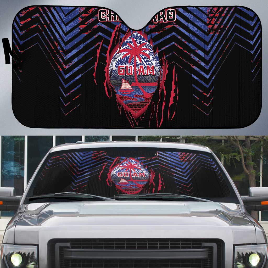 Guam Auto Sun Shade Chamorro Seal Tribal Scratch Design - Polynesian Pride