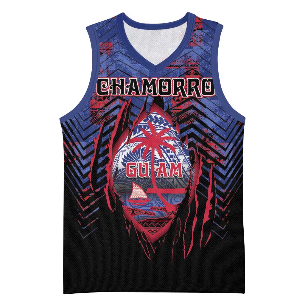 Personalised Guam Basketball Jersey Chamorro Seal Tribal Scratch Design - Polynesian Pride