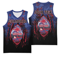 Personalised Guam Basketball Jersey Chamorro Seal Tribal Scratch Design - Polynesian Pride