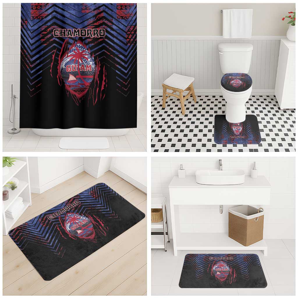 Guam Bathroom Set Chamorro Seal Tribal Scratch Design - Polynesian Pride