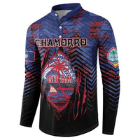 Personalised Guam Button Sweatshirt Chamorro Seal Tribal Scratch Design - Polynesian Pride