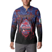 Personalised Guam Button Sweatshirt Chamorro Seal Tribal Scratch Design - Polynesian Pride