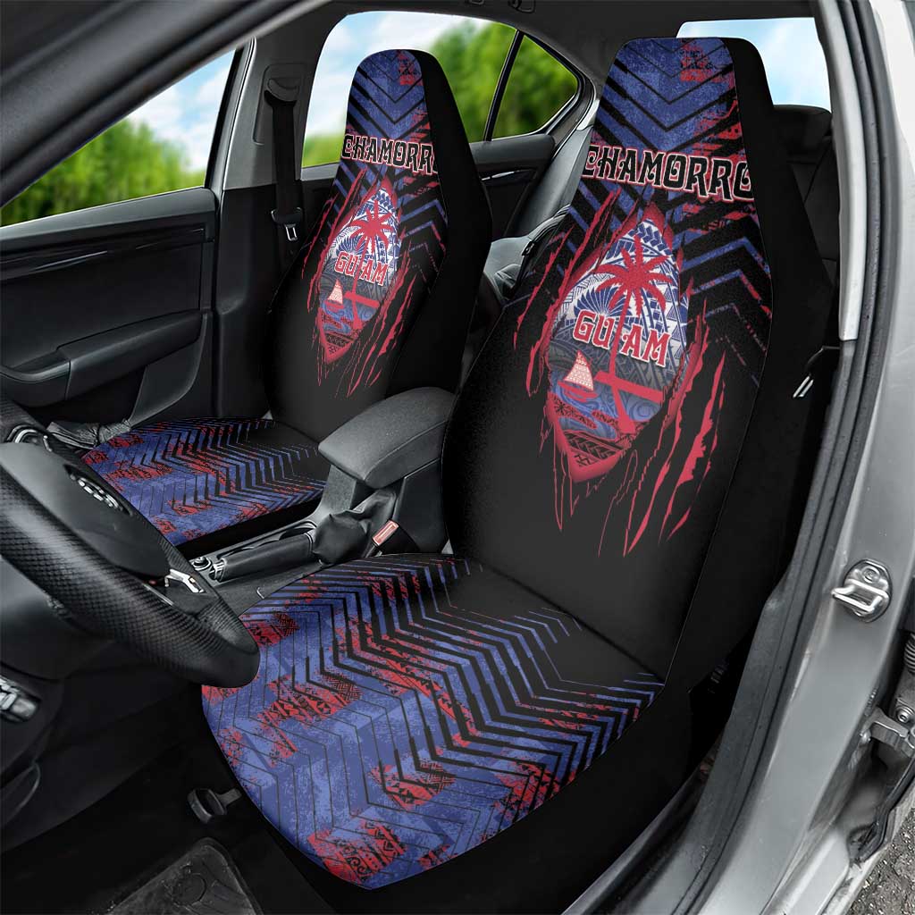 Guam Car Seat Cover Chamorro Seal Tribal Scratch Design - Polynesian Pride