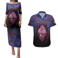 Personalised Guam Couples Matching Puletasi and Hawaiian Shirt Chamorro Seal Tribal Scratch Design - Polynesian Pride