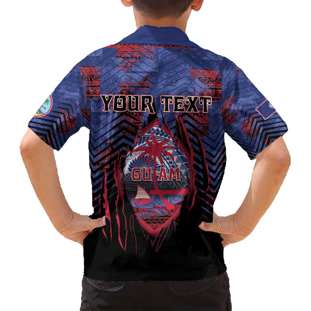 Personalised Guam Family Matching Long Sleeve Bodycon Dress and Hawaiian Shirt Chamorro Seal Tribal Scratch Design DT05 - Polynesian Pride
