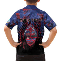Personalised Guam Family Matching Long Sleeve Bodycon Dress and Hawaiian Shirt Chamorro Seal Tribal Scratch Design DT05 - Polynesian Pride