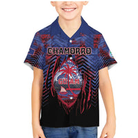 Personalised Guam Family Matching Mermaid Dress and Hawaiian Shirt Chamorro Seal Tribal Scratch Design DT05 Son's Shirt Navy - Polynesian Pride