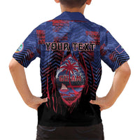 Personalised Guam Family Matching Short Sleeve Bodycon Dress and Hawaiian Shirt Chamorro Seal Tribal Scratch Design DT05 - Polynesian Pride