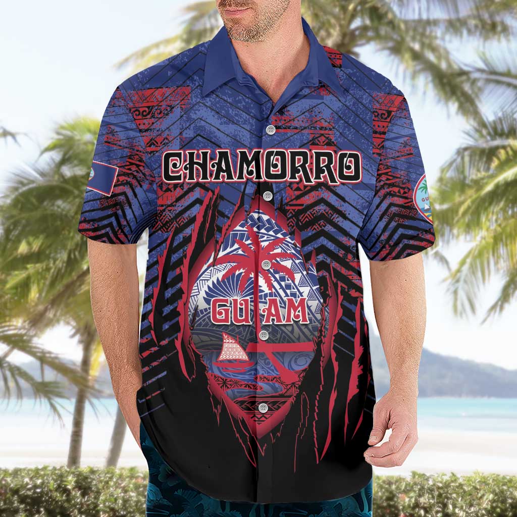 Personalised Guam Hawaiian Shirt Chamorro Seal Tribal Scratch Design - Polynesian Pride