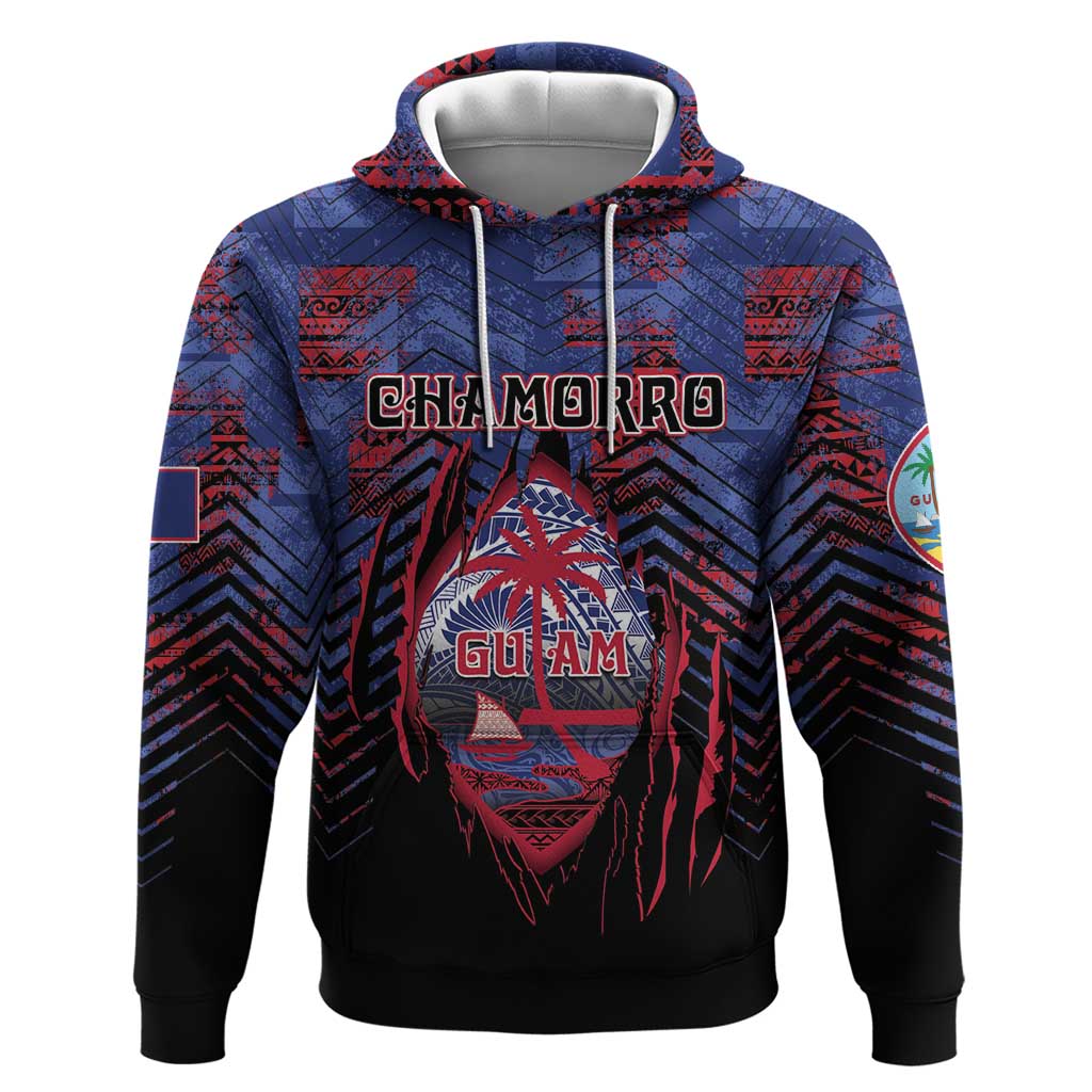 Personalised Guam Hoodie Chamorro Seal Tribal Scratch Design - Polynesian Pride