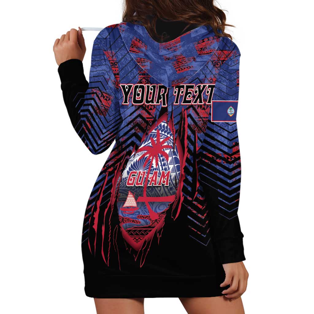 Personalised Guam Hoodie Dress Chamorro Seal Tribal Scratch Design - Polynesian Pride