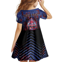 Personalised Guam Kid Short Sleeve Dress Chamorro Seal Tribal Scratch Design - Polynesian Pride