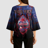 Personalised Guam Kimono Sleeve Blouse Chamorro Seal Tribal Scratch Design - Polynesian Pride