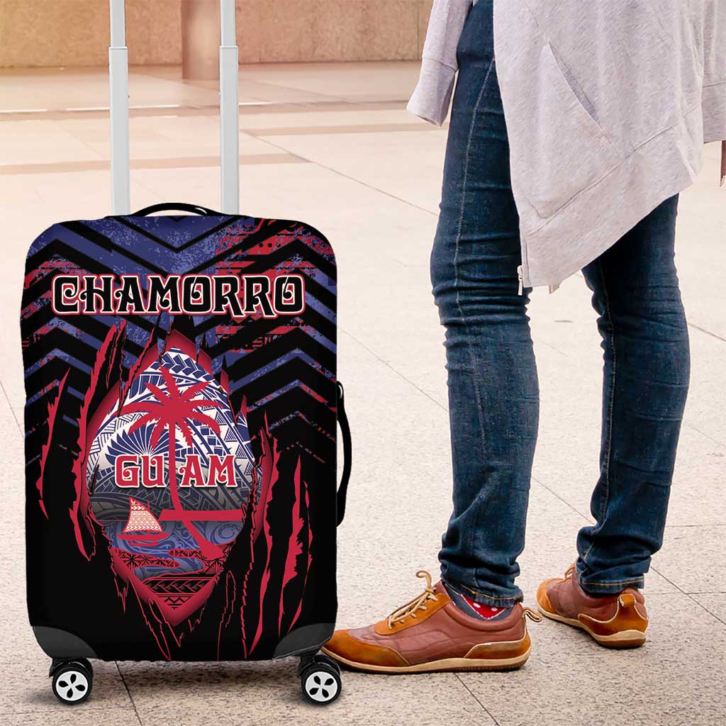 Guam Luggage Cover Chamorro Seal Tribal Scratch Design - Polynesian Pride