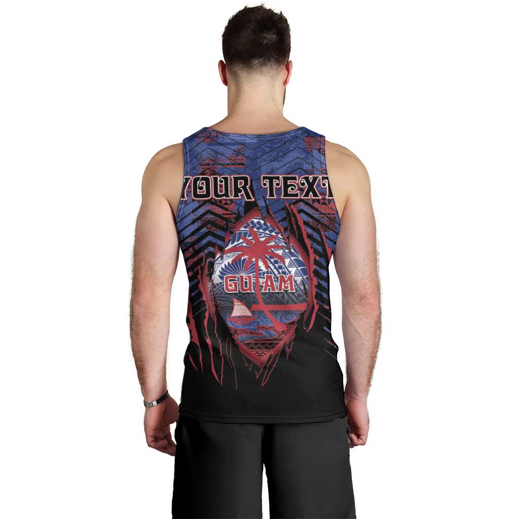 Personalised Guam Men Tank Top Chamorro Seal Tribal Scratch Design - Polynesian Pride