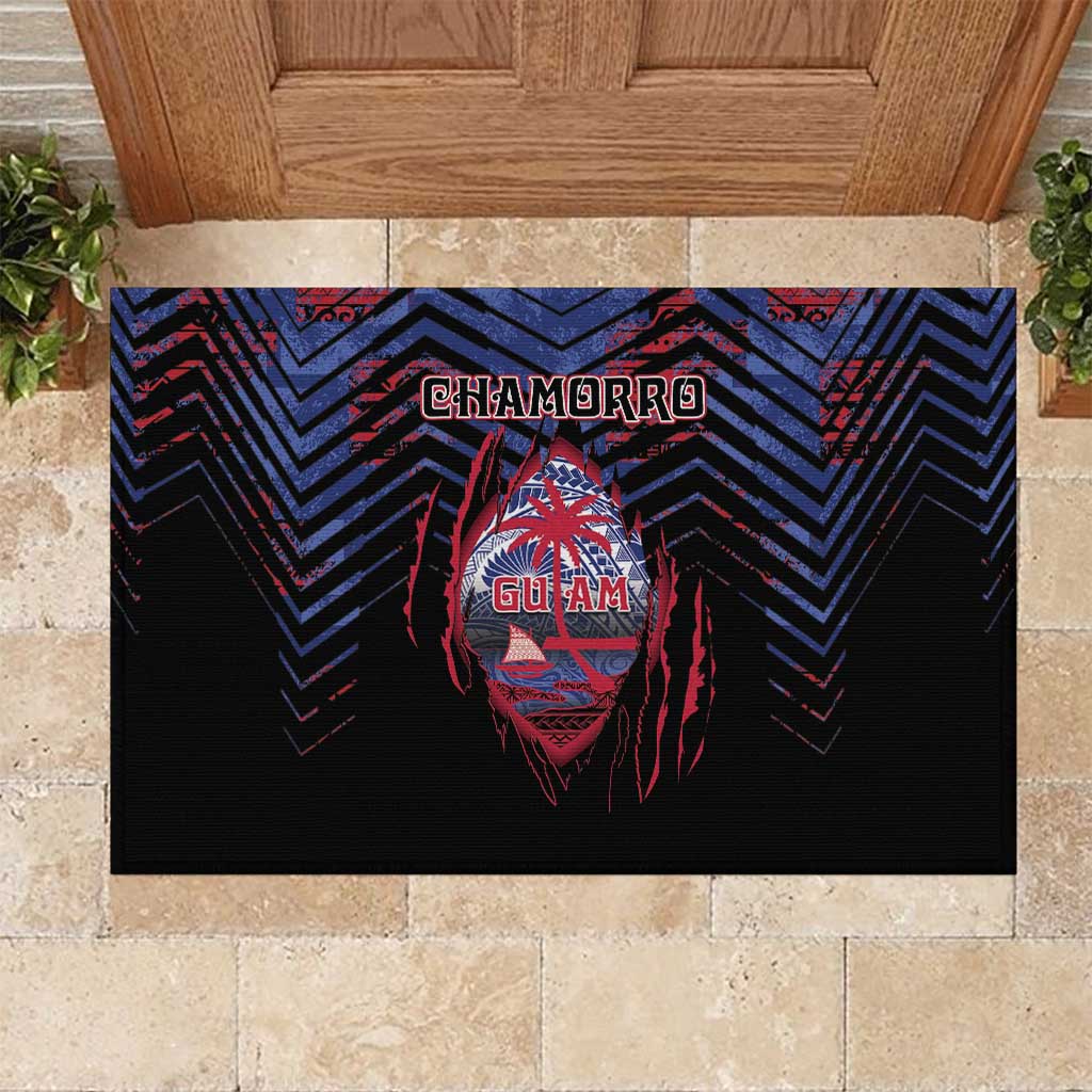 Guam Rubber Doormat Chamorro Seal Tribal Scratch Design - Polynesian Pride