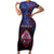 Personalised Guam Short Sleeve Bodycon Dress Chamorro Seal Tribal Scratch Design - Polynesian Pride