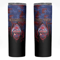 Personalised Guam Skinny Tumbler Chamorro Seal Tribal Scratch Design - Polynesian Pride