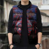 Personalised Guam Sleeveless Puffer Jacket Chamorro Seal Tribal Scratch Design - Polynesian Pride