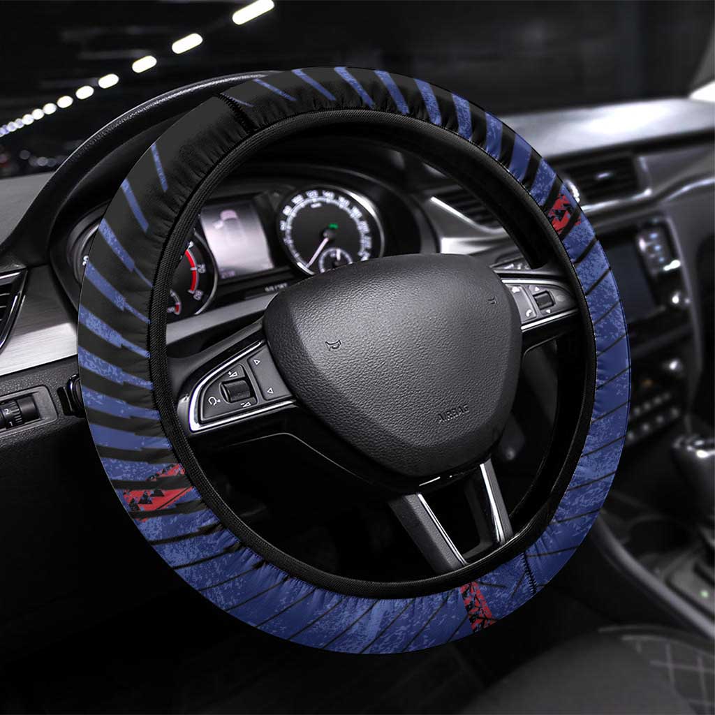 Guam Steering Wheel Cover Chamorro Seal Tribal Scratch Design - Polynesian Pride