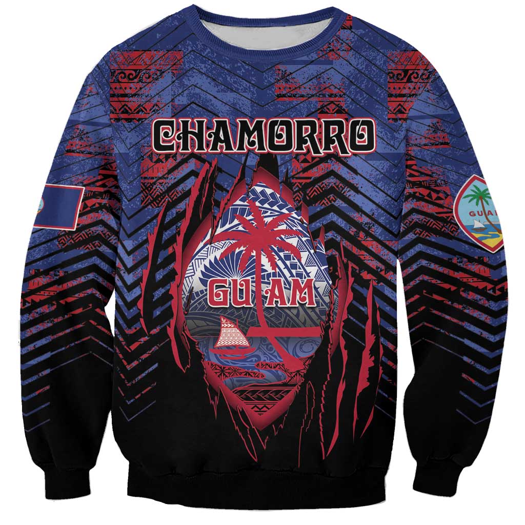 Personalised Guam Sweatshirt Chamorro Seal Tribal Scratch Design - Polynesian Pride