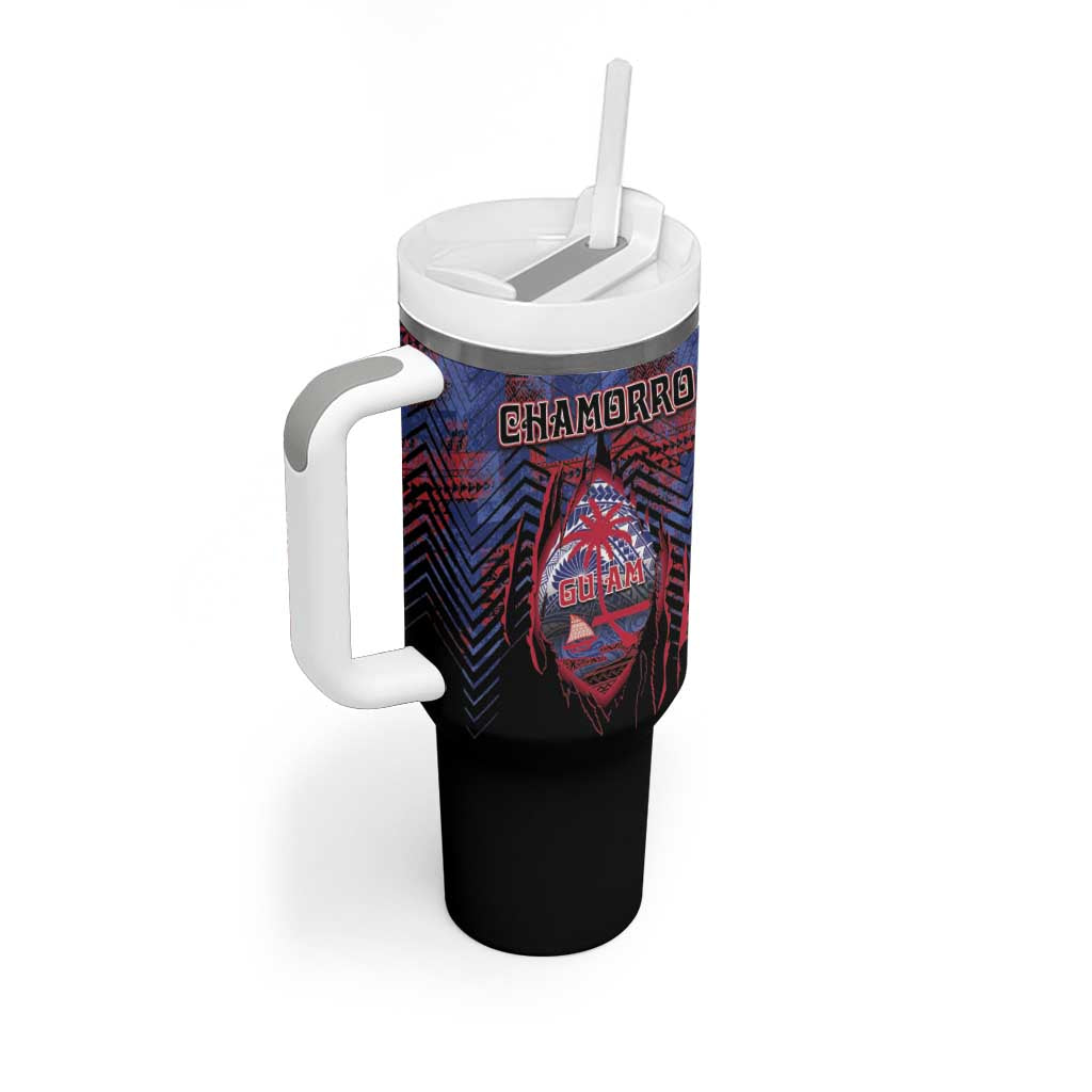 Personalised Guam Tumbler With Handle Chamorro Seal Tribal Scratch Design - Polynesian Pride