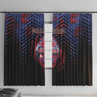 Guam Window Curtain Chamorro Seal Tribal Scratch Design - Polynesian Pride
