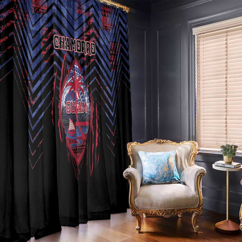 Guam Window Curtain Chamorro Seal Tribal Scratch Design - Polynesian Pride