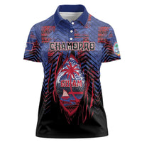 Personalised Guam Women Polo Shirt Chamorro Seal Tribal Scratch Design - Polynesian Pride