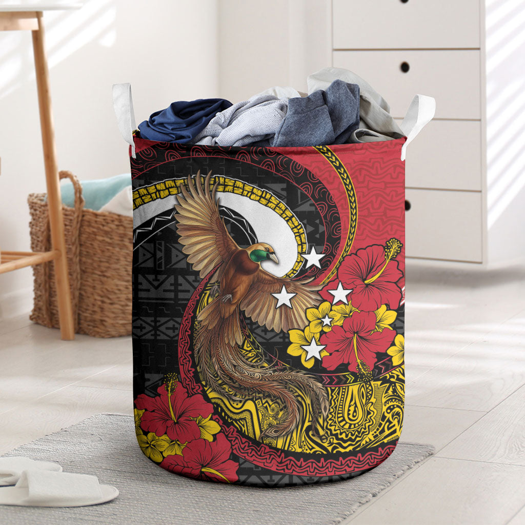 Papua New Guinea Language Week Laundry Basket Bird Of Paradise Tribal Floral Pattern