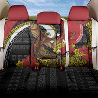 Papua New Guinea Language Week Back Car Seat Cover Bird Of Paradise Tribal Floral Pattern DT05 One Size Black - Polynesian Pride