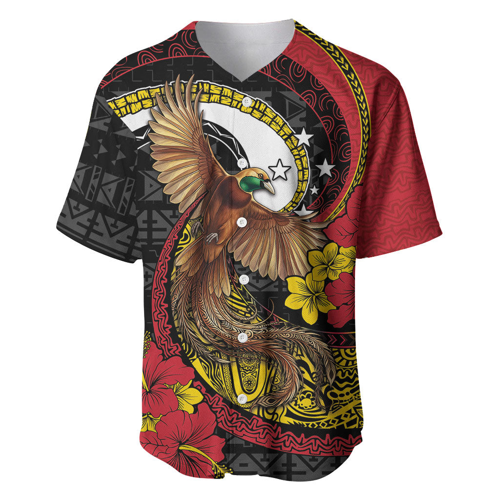 Personalised Papua New Guinea Language Week Baseball Jersey Bird Of Paradise Tribal Floral Pattern