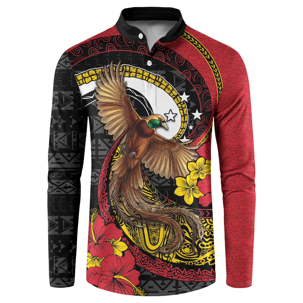 Personalised Papua New Guinea Language Week Button Sweatshirt Bird Of Paradise Tribal Floral Pattern