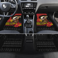 Personalised Papua New Guinea Language Week Car Mats Bird Of Paradise Tribal Floral Pattern DT05 Set 4pcs Black - Polynesian Pride