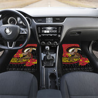 Personalised Papua New Guinea Language Week Car Mats Bird Of Paradise Tribal Floral Pattern DT05 Set 2pcs - Front Black - Polynesian Pride