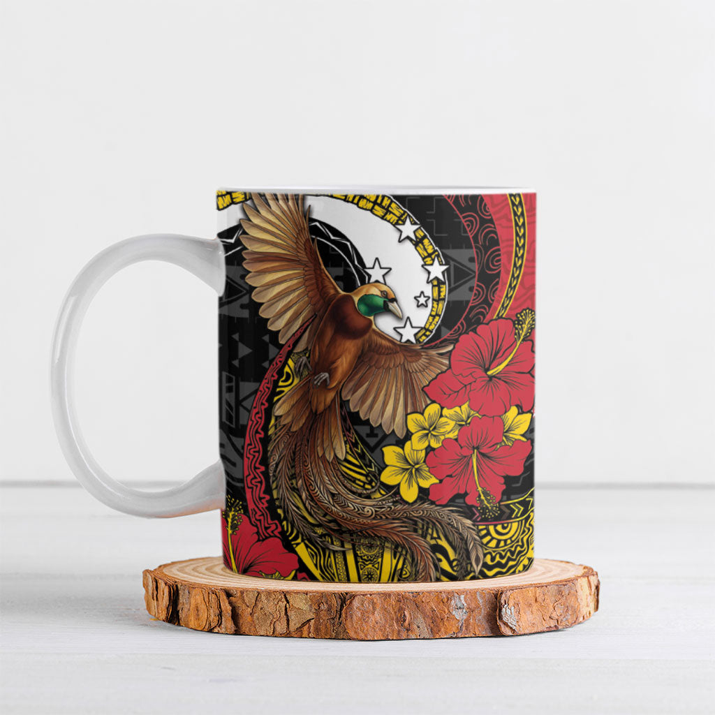 Personalised Papua New Guinea Language Week Ceramic Mug Bird Of Paradise Tribal Floral Pattern