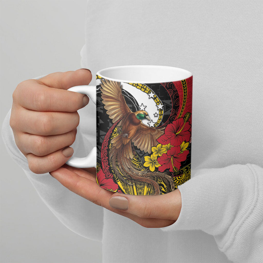 Personalised Papua New Guinea Language Week Ceramic Mug Bird Of Paradise Tribal Floral Pattern DT05 - Polynesian Pride