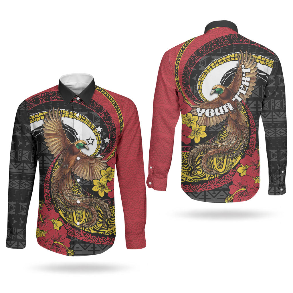 Personalised Papua New Guinea Language Week Couples Matching Off Shoulder Maxi Dress and Long Sleeve Button Shirt Bird Of Paradise Tribal Floral Pattern DT05 - Polynesian Pride