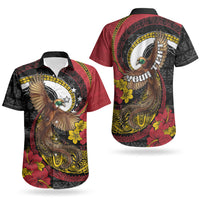 Personalised Papua New Guinea Language Week Couples Matching Off Shoulder Short Dress and Hawaiian Shirt Bird Of Paradise Tribal Floral Pattern DT05 - Polynesian Pride
