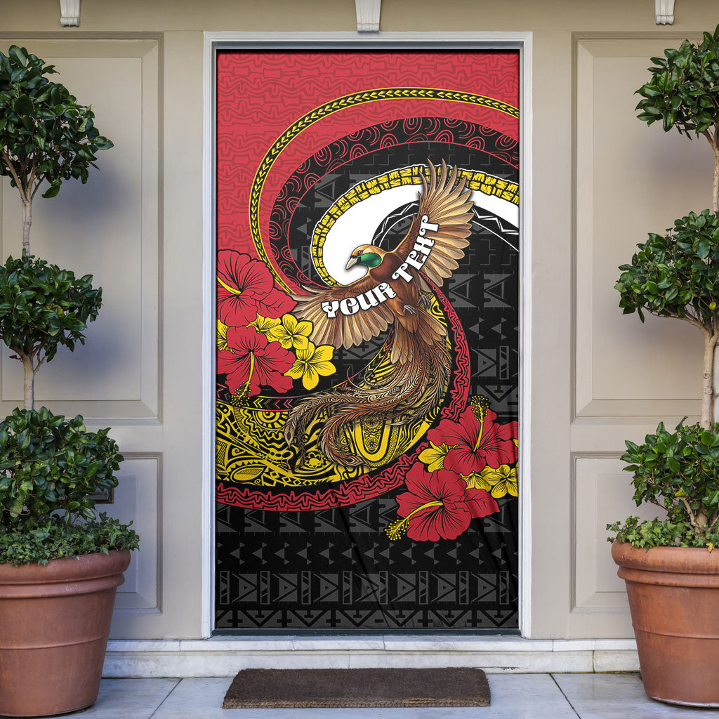 Personalised Papua New Guinea Language Week Door Cover Bird Of Paradise Tribal Floral Pattern