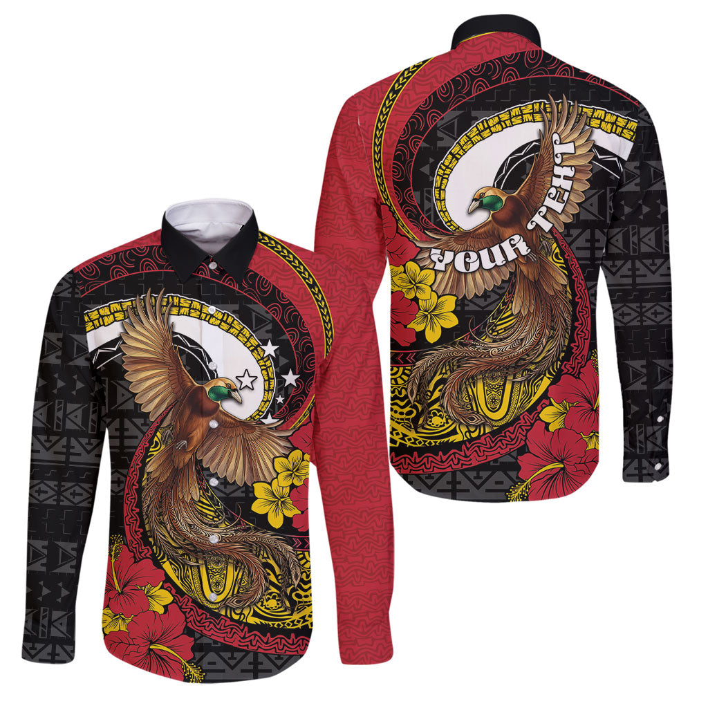 Personalised Papua New Guinea Language Week Family Matching Off Shoulder Short Dress and Hawaiian Shirt Bird Of Paradise Tribal Floral Pattern DT05 Dad's Shirt - Long Sleeve Black - Polynesian Pride